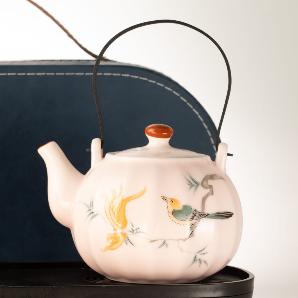Travel Teapot Set & Four Cups – Pink Vintage Pumpkin Style | www.artisangoods.co.uk 3