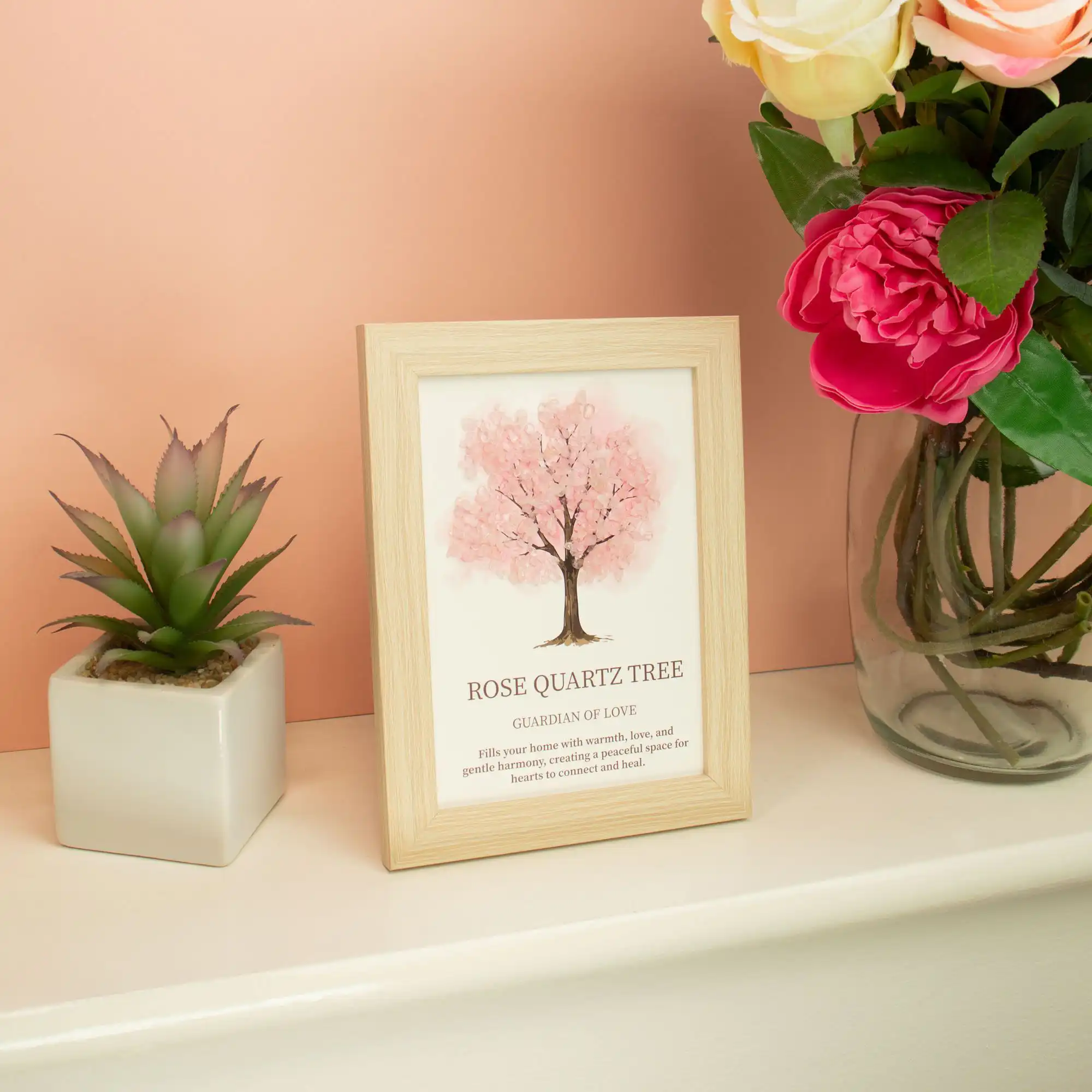 Gemstone Picture – Tree of Life – Rose Quartz (20×14.7x1cm) | www.artisangoods.co.uk 3 Gemstone Picture - Tree of Life - Rose Quartz (20x14.7x1cm) - Image 2