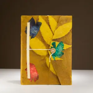Lokta Bold Floral Notebook – Large (21x15cm) – 45 Leaves – Includes Bookmark – Mustard Brown | www.artisangoods.co.uk 4