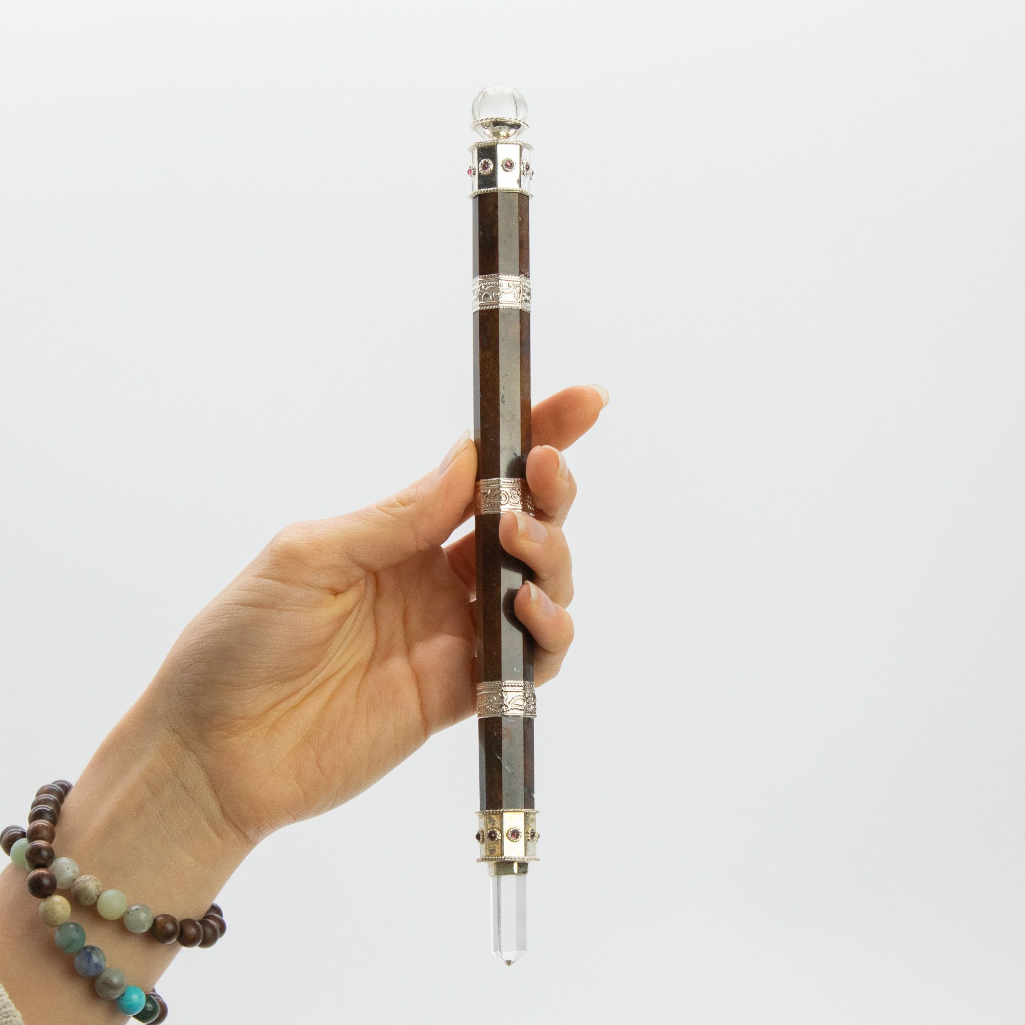 Bloodroot Soverign Wand -Extra Long Fancy Jasper Magic- Crystal Ball top – 26cm | www.artisangoods.co.uk 4