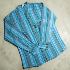 Nomad Sari Grandad Shirt – Turquoise – XL | www.artisangoods.co.uk 2