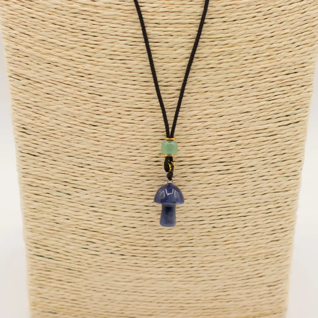 Cord Necklace Gemstone Pendant – Sodalite Mushroom | www.artisangoods.co.uk 2