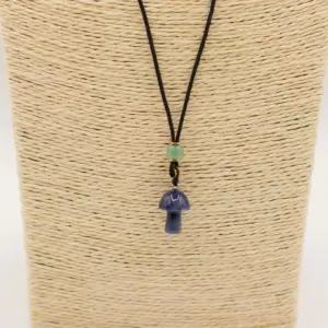 Cord Necklace Gemstone Pendant – Sodalite Mushroom | www.artisangoods.co.uk 2