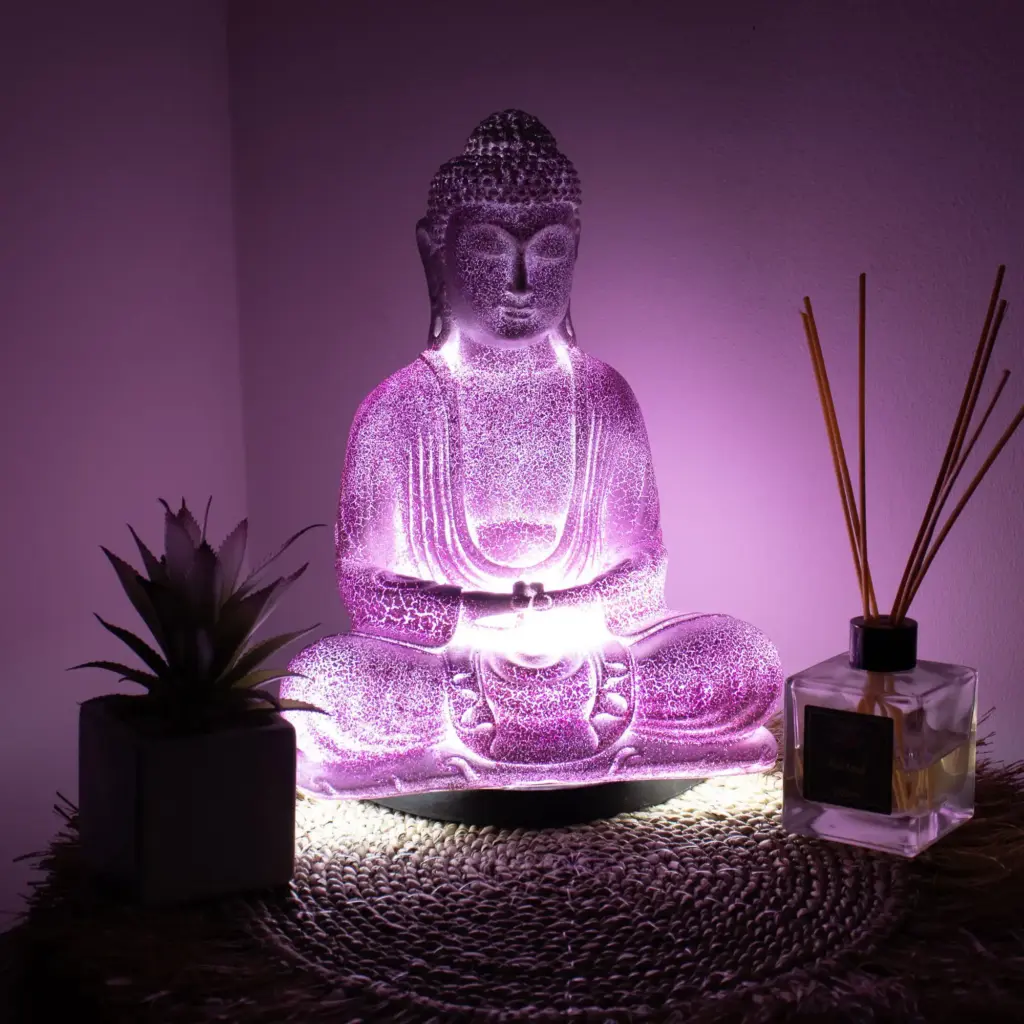 Meditation Buddha Lamp Lavender Crackle – Oval Stand | www.artisangoods.co.uk 2 Meditation Buddha Lamp Lavender Crackle – Oval Stand | www.artisangoods.co.uk 2