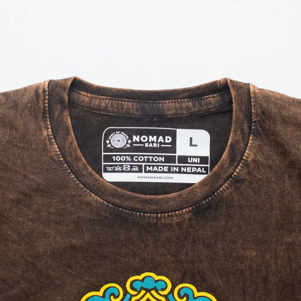 Nomad Sari Stonewashed Cotton T-Shirt – Sun & Zodiac – Brown – Large | www.artisangoods.co.uk 3