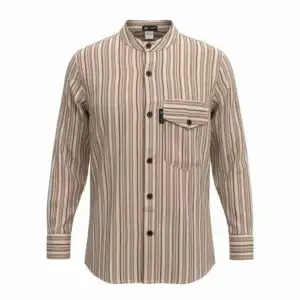 Nomad Sari Grandad Shirt – Brown Beige – Large | www.artisangoods.co.uk 1