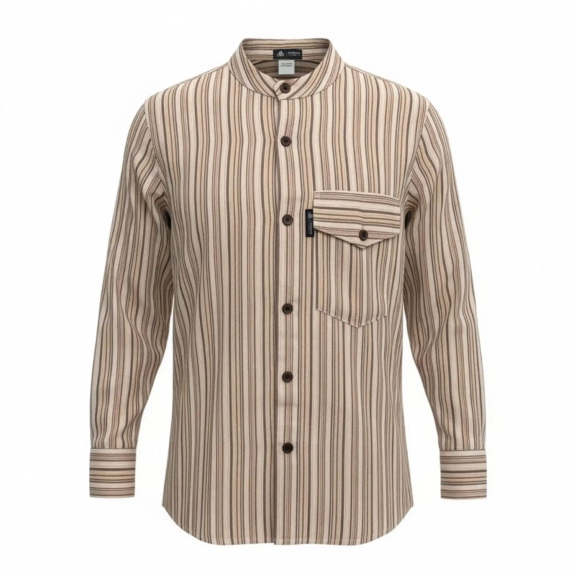 Nomad Sari Grandad Shirt – Brown Beige – Large | www.artisangoods.co.uk 2 Nomad Sari Grandad Shirt – Brown Beige – Large | www.artisangoods.co.uk 1