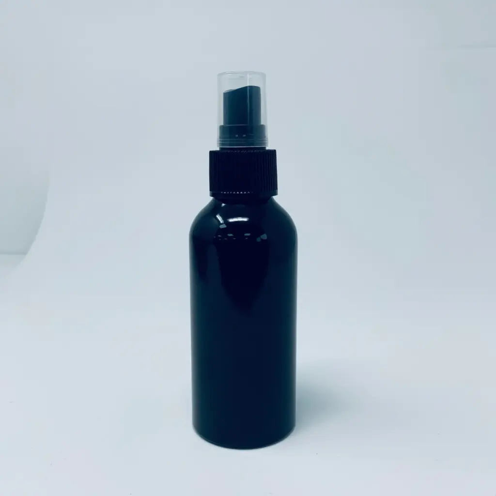 120m Black Aluminium bottle & spray cap | www.artisangoods.co.uk