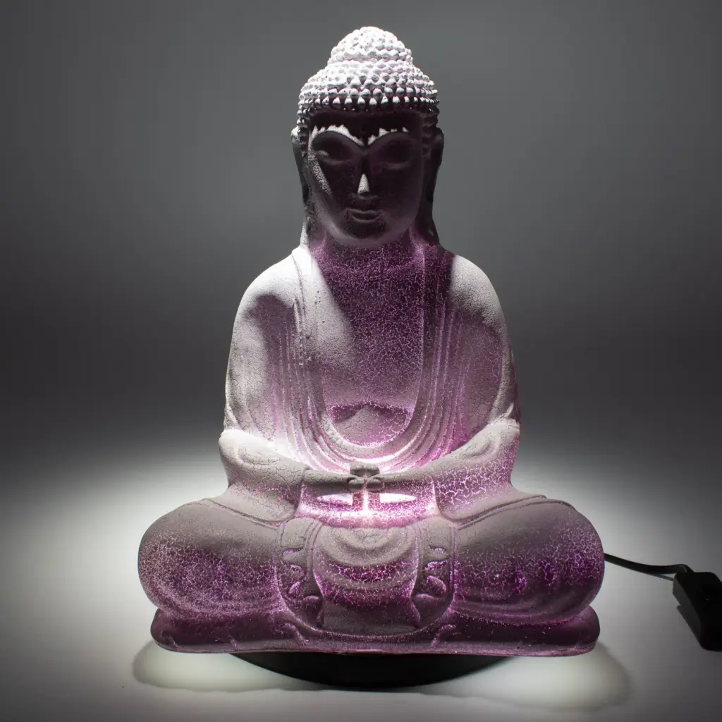 Meditation Buddha Lamp Lavender Crackle – Oval Stand | www.artisangoods.co.uk Meditation Buddha Lamp Lavender Crackle – Oval Stand | www.artisangoods.co.uk