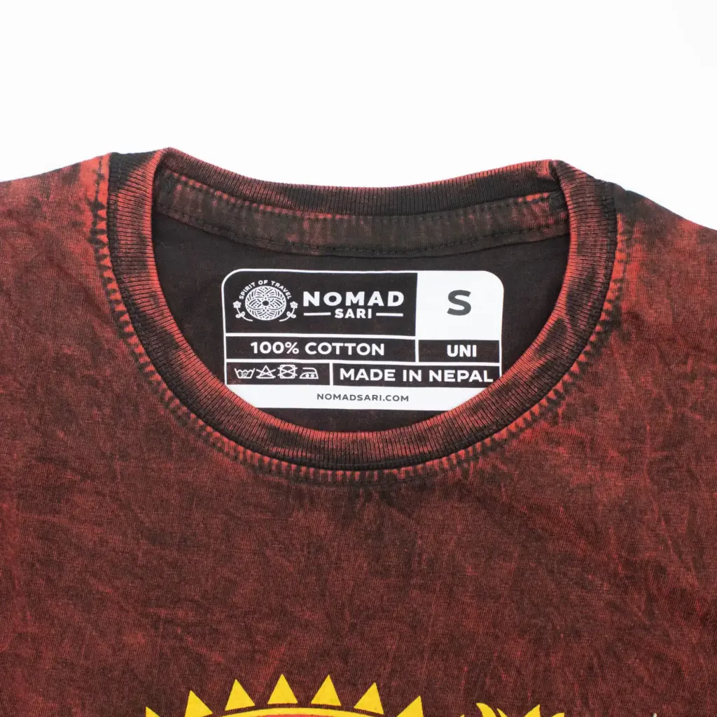 Nomad Sari Stonewashed Cotton T-Shirt – Dragon Mandala – Maroon – Small | www.artisangoods.co.uk 5