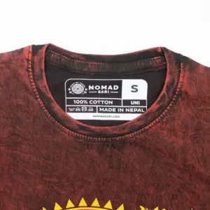 Nomad Sari Stonewashed Cotton T-Shirt – Dragon Mandala – Maroon – Small | www.artisangoods.co.uk 5