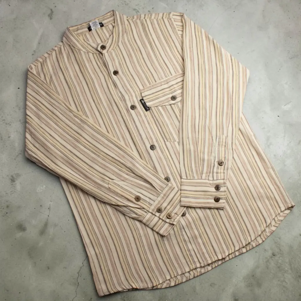 Nomad Sari Grandad Shirt – Brown Beige – Large | www.artisangoods.co.uk 3 Nomad Sari Grandad Shirt – Brown Beige – Large | www.artisangoods.co.uk 3