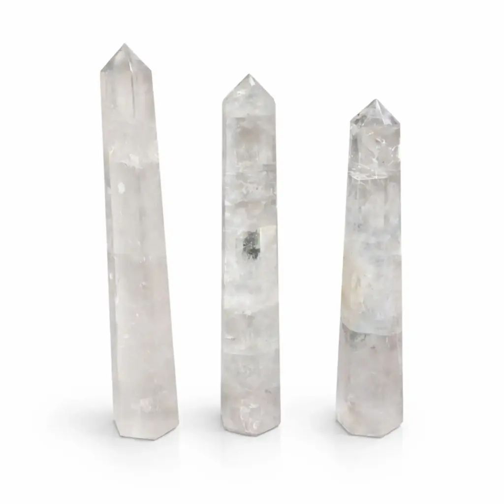 Gemstone Six Face Obelisk Poins approx 17cm – Rock Crystal | www.artisangoods.co.uk