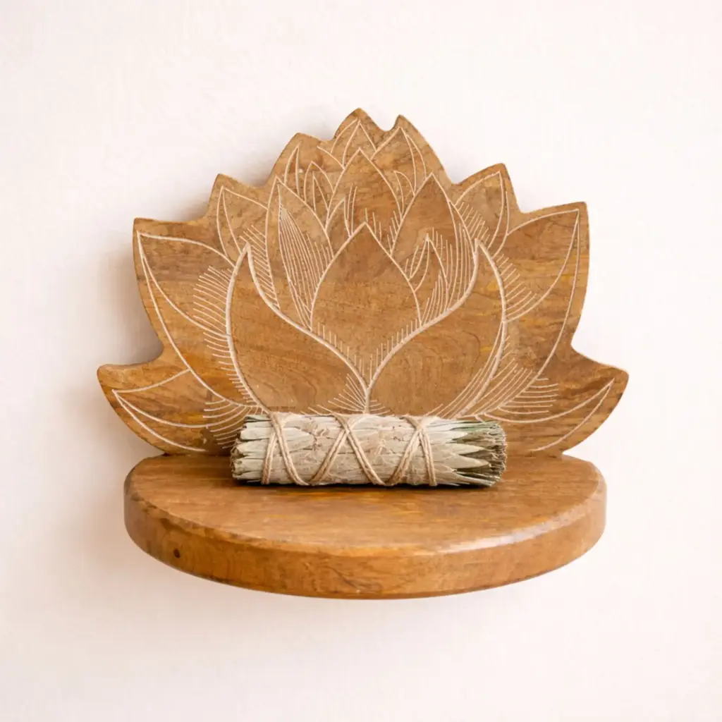 Lotus Wall Shelf White Wash | www.artisangoods.co.uk