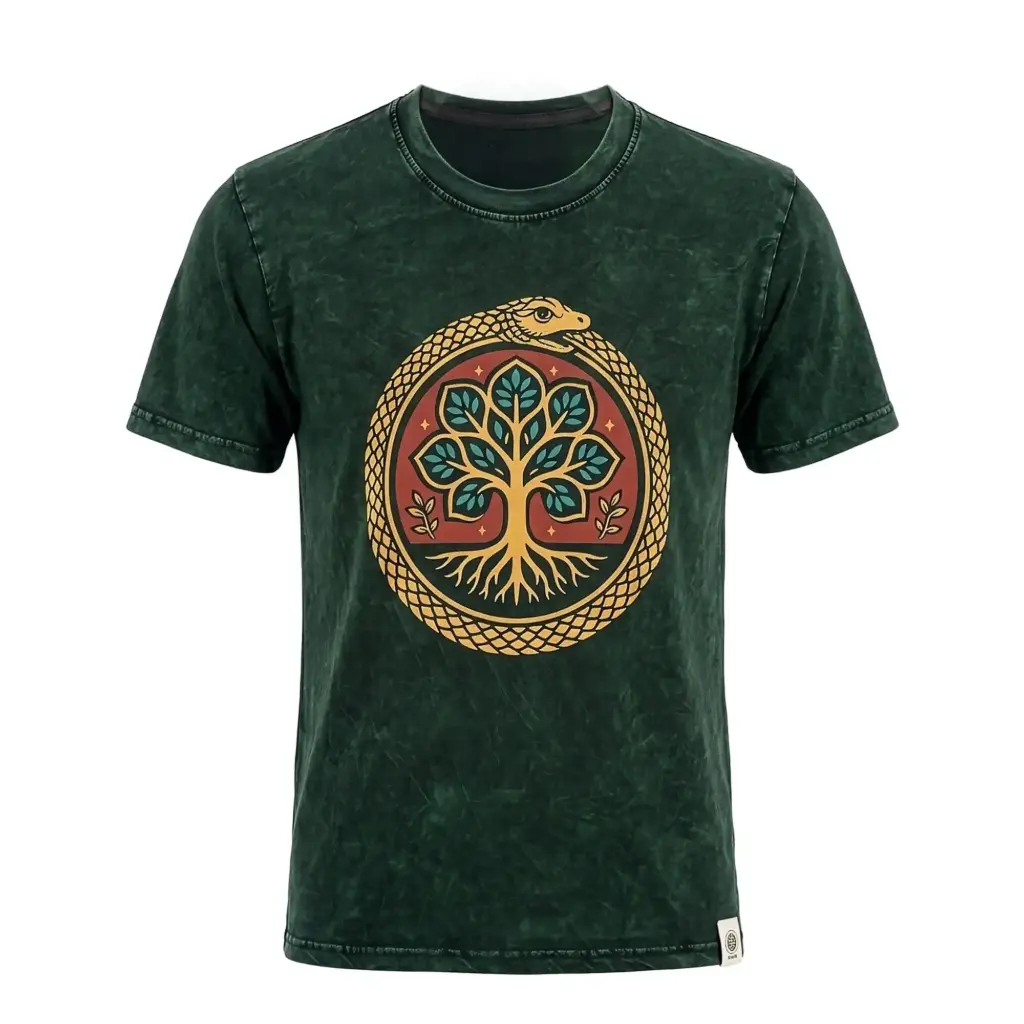 Nomad Sari Stonewashed Cotton T-Shirt – Tree of Life – Green – Small | www.artisangoods.co.uk 4 Nomad Sari Stonewashed Cotton T-Shirt – Tree of Life – Green – Small | www.artisangoods.co.uk 4