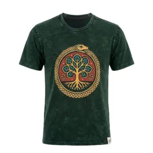 Nomad Sari Stonewashed Cotton T-Shirt – Tree of Life – Green – Small | www.artisangoods.co.uk 4