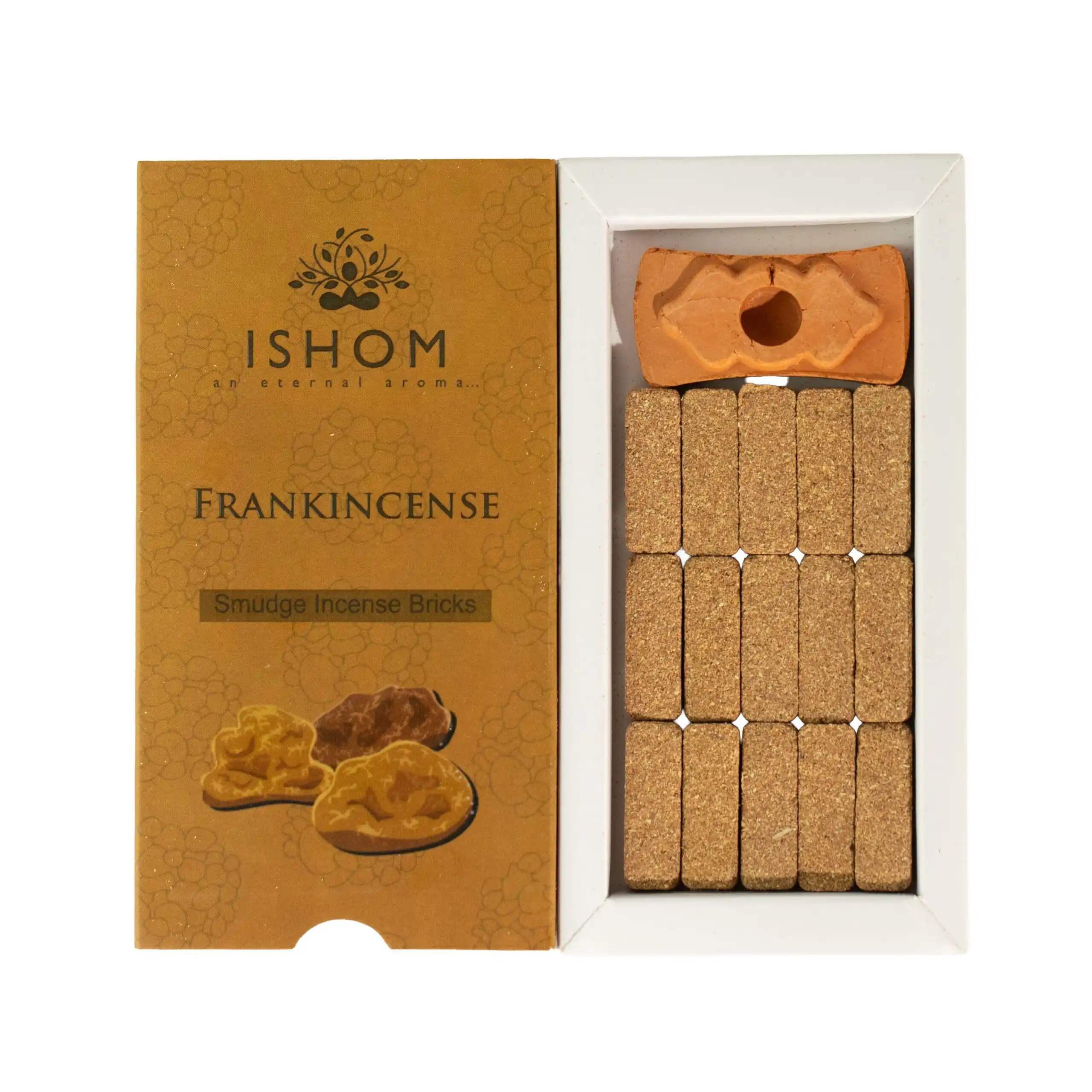 Pack of 15 Natural Incense Smudge Bricks and Burner - Frankincense - Image 3