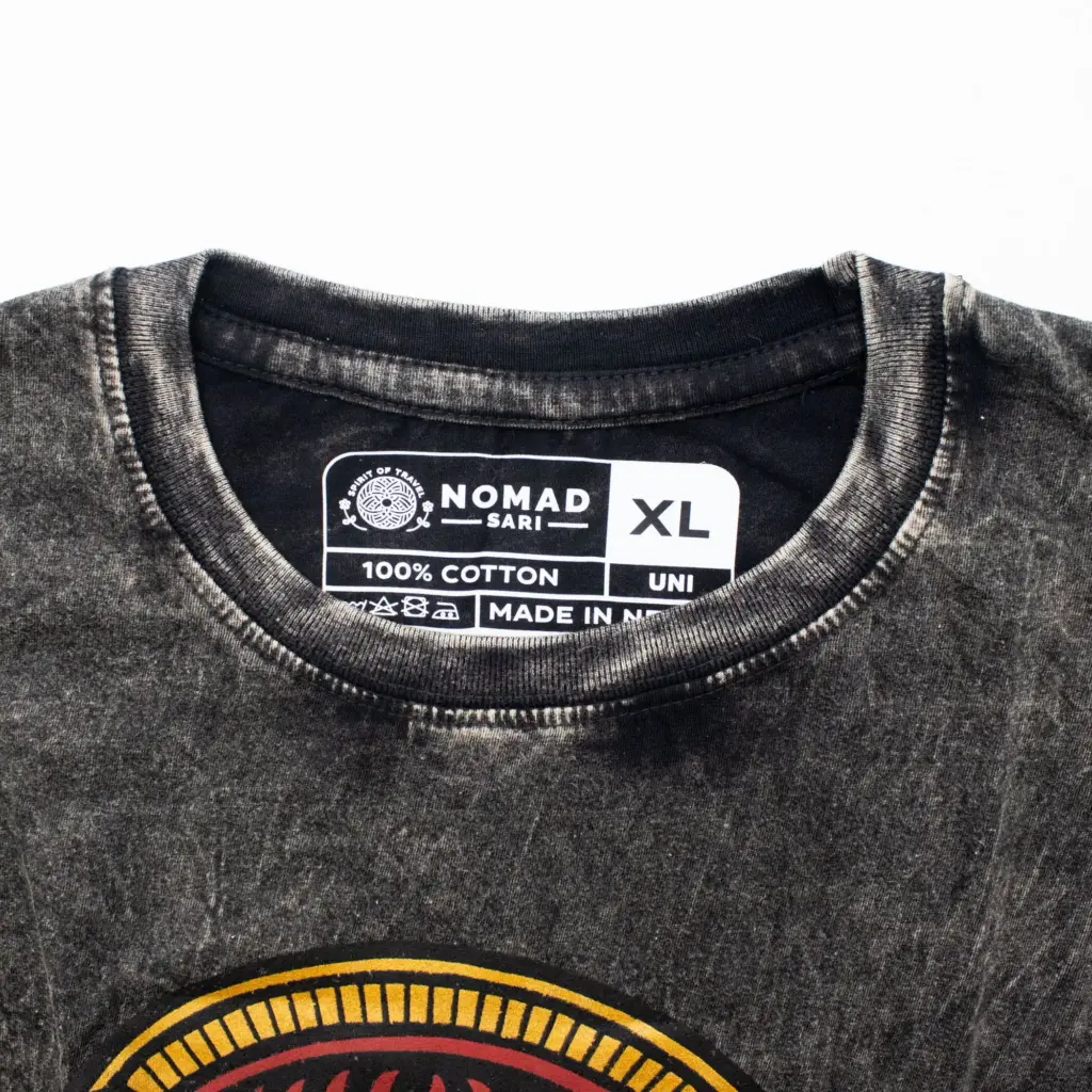 Nomad Sari Stonewashed Cotton T-Shirt – Rebel – Charcoal – XL | www.artisangoods.co.uk 4 Nomad Sari Stonewashed Cotton T-Shirt – Rebel – Charcoal – XL | www.artisangoods.co.uk 4