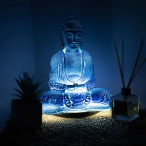 Meditation Buddha Lamp Sky Blue – Oval Stand | www.artisangoods.co.uk 3