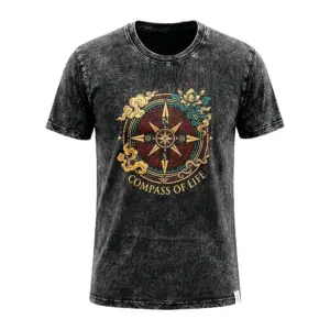 Nomad Sari Stonewashed Cotton T-Shirt – Compass of Life – Charcoal – Small | www.artisangoods.co.uk 4