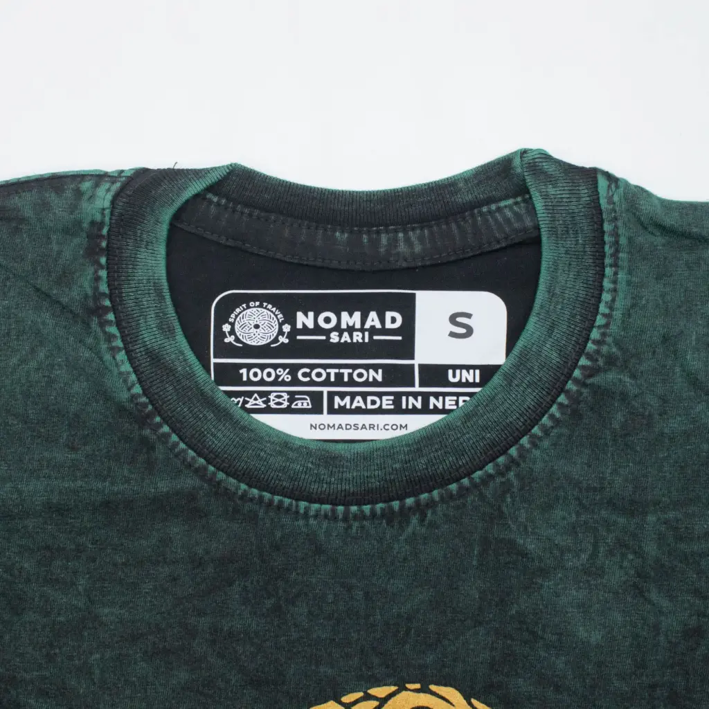 Nomad Sari Stonewashed Cotton T-Shirt – Tree of Life – Green – Small | www.artisangoods.co.uk 2 Nomad Sari Stonewashed Cotton T-Shirt – Tree of Life – Green – Small | www.artisangoods.co.uk 2