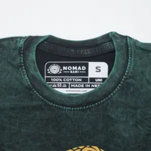 Nomad Sari Stonewashed Cotton T-Shirt – Tree of Life – Green – Small | www.artisangoods.co.uk 2