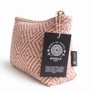 Nomad Sari Indian Jacquard Toiletry Bag – Coral Maze | www.artisangoods.co.uk 9