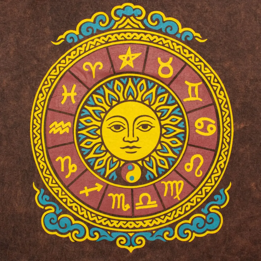 Nomad Sari Stonewashed Cotton T-Shirt – Sun & Zodiac – Brown – Large | www.artisangoods.co.uk 4