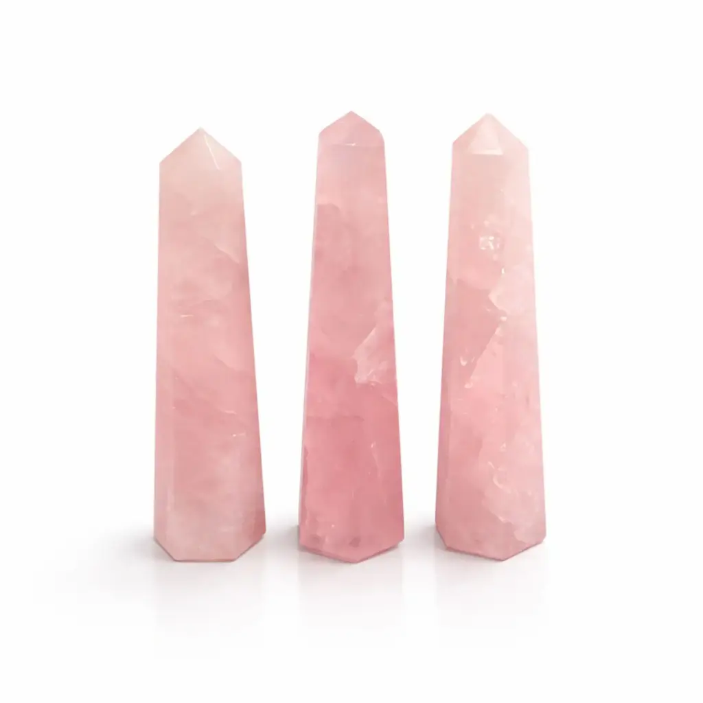 Gemstone Six Face Obelisk Point approx 11cm  – Rose Quartz | www.artisangoods.co.uk