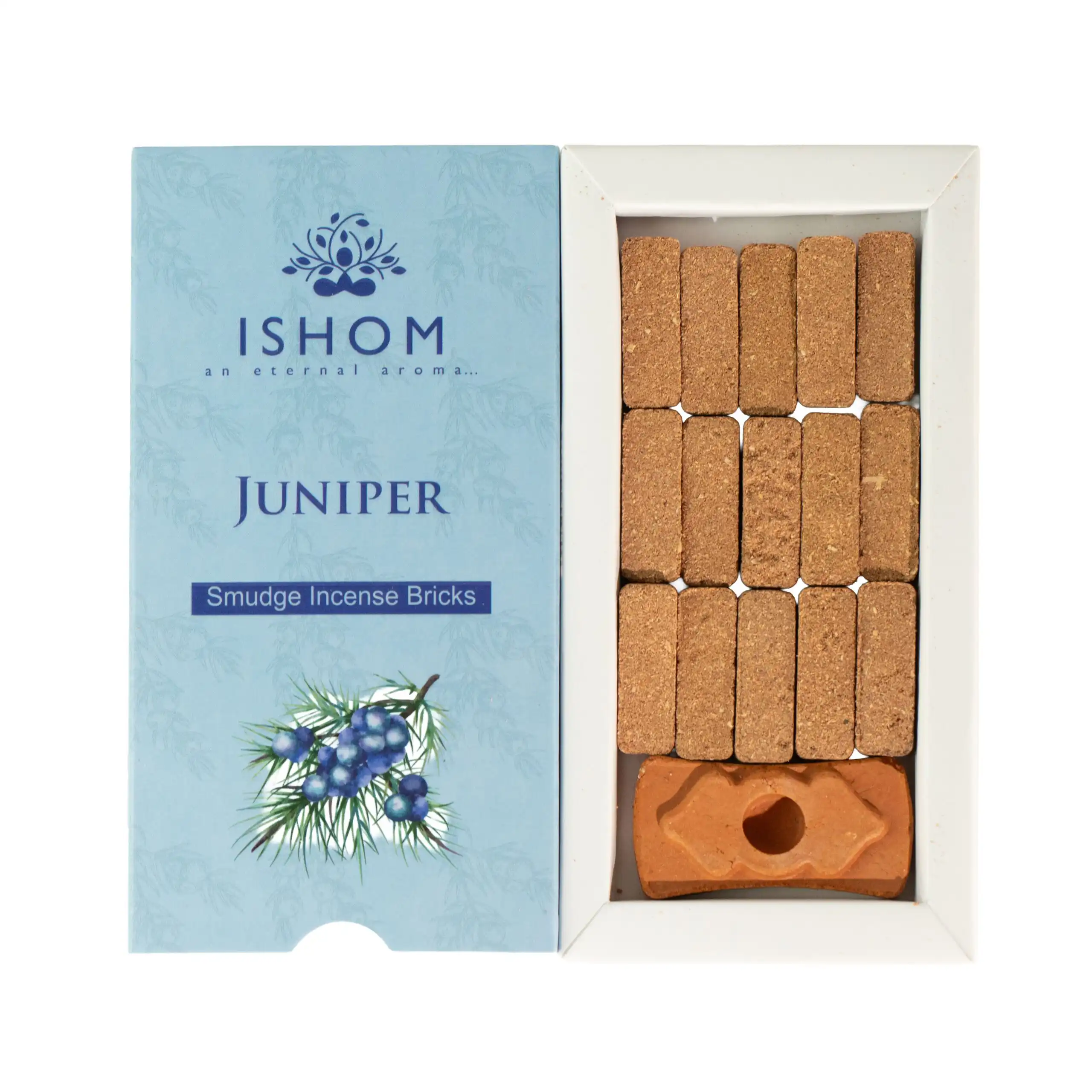 Pack of 15 Natural Incense Smudge Bricks and Burner - Juniper - Image 3