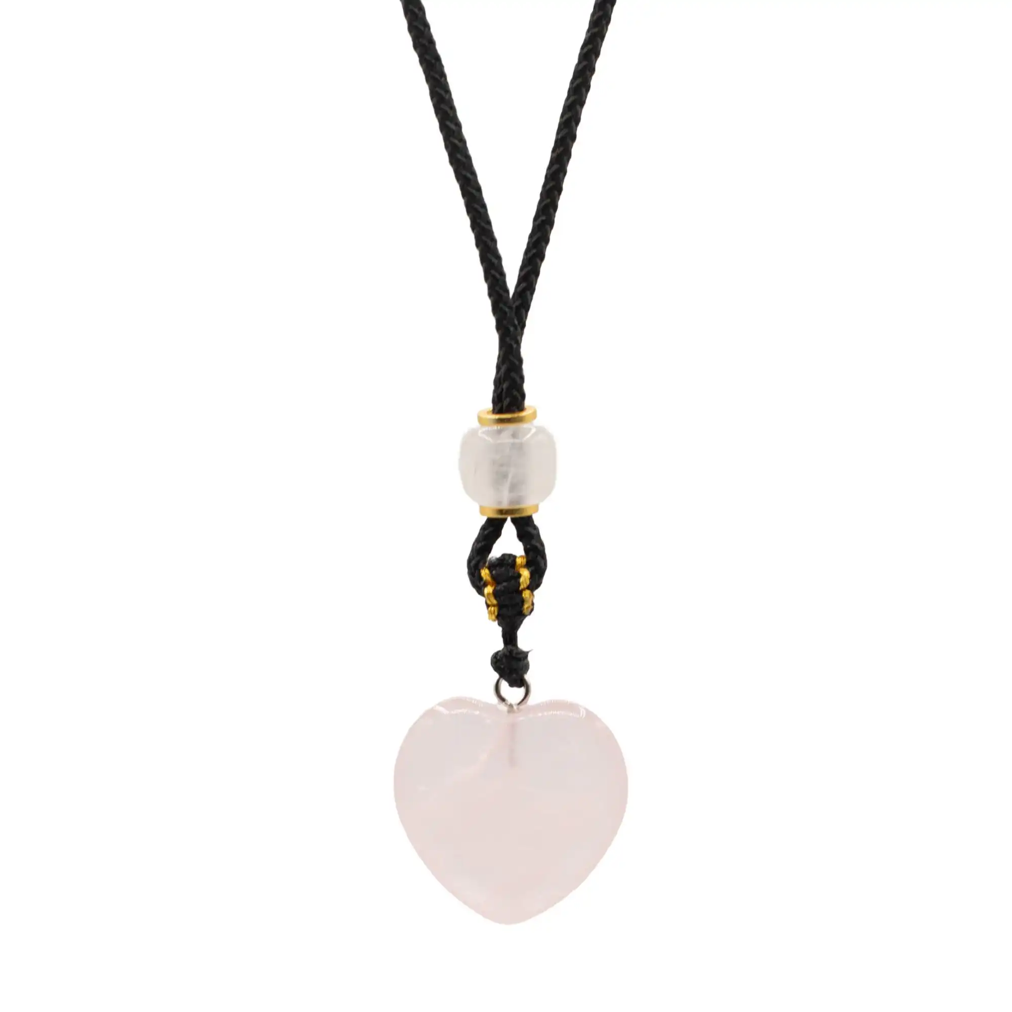 Cord Necklace Gemstone Pendant – Rose Quartz Heart | www.artisangoods.co.uk 2 Cord Necklace Gemstone Pendant - Rose Quartz Heart