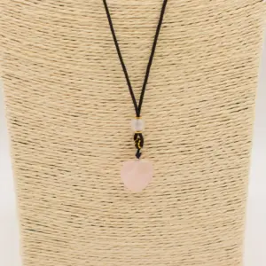 Cord Necklace Gemstone Pendant – Rose Quartz Heart | www.artisangoods.co.uk 3