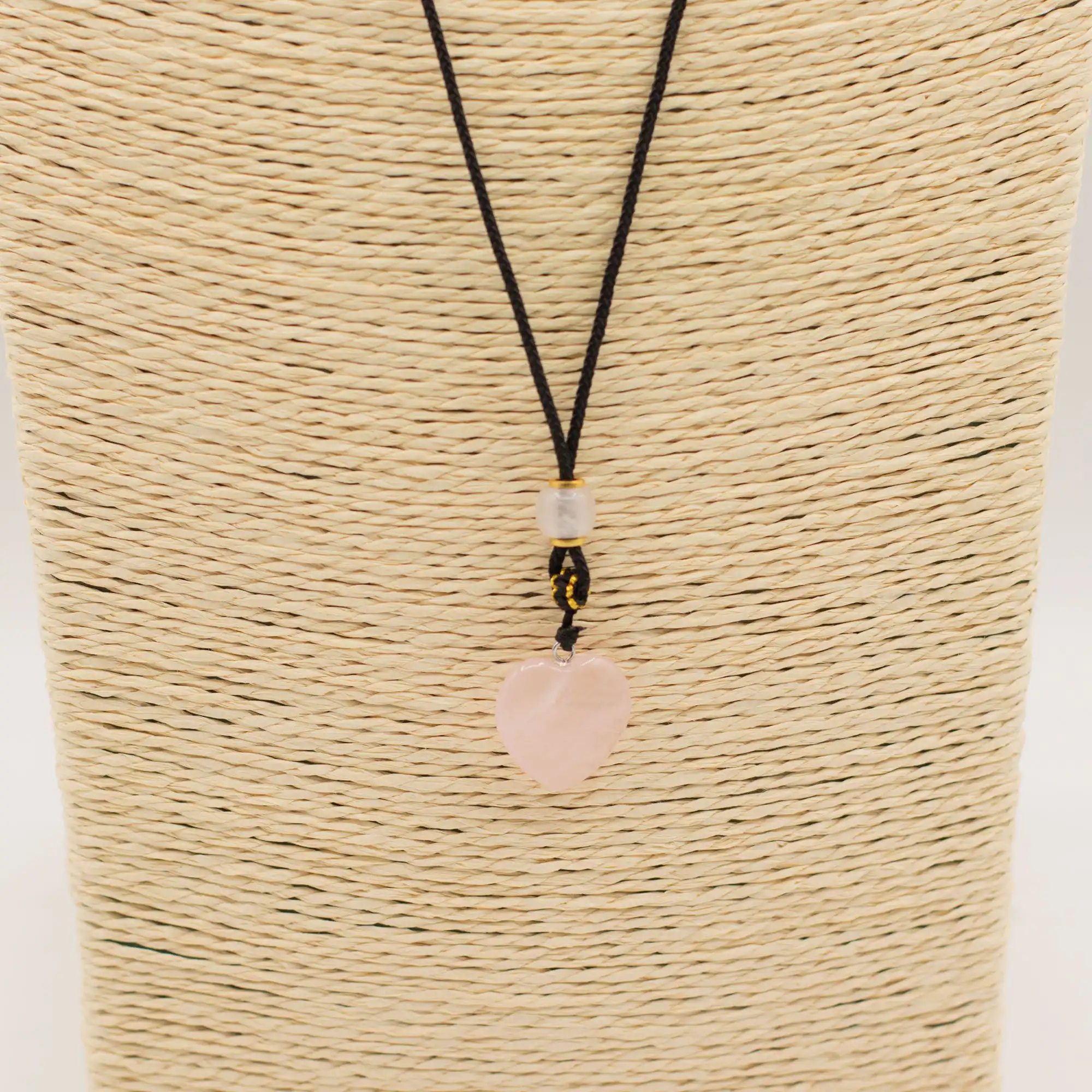 Cord Necklace Gemstone Pendant – Rose Quartz Heart | www.artisangoods.co.uk 4 Cord Necklace Gemstone Pendant - Rose Quartz Heart - Image 3