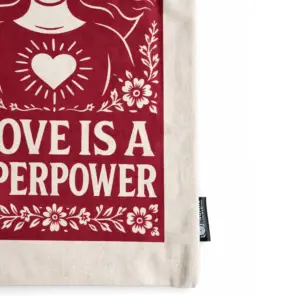 Nomad Sari Iconic Toni Tote Bag – Love is a Super Power – Natural 10oz | www.artisangoods.co.uk 3