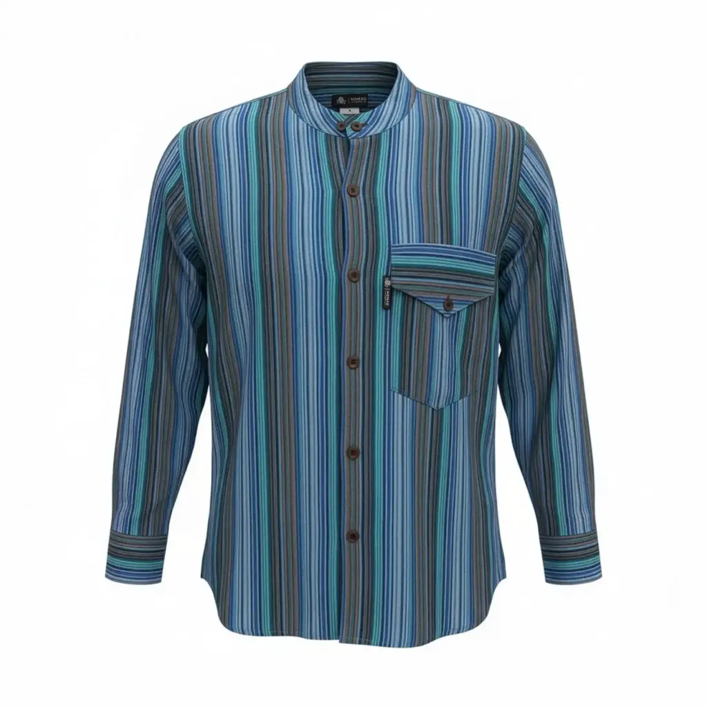 Nomad Sari Grandad Shirt – Turquoise – Medium | www.artisangoods.co.uk 9