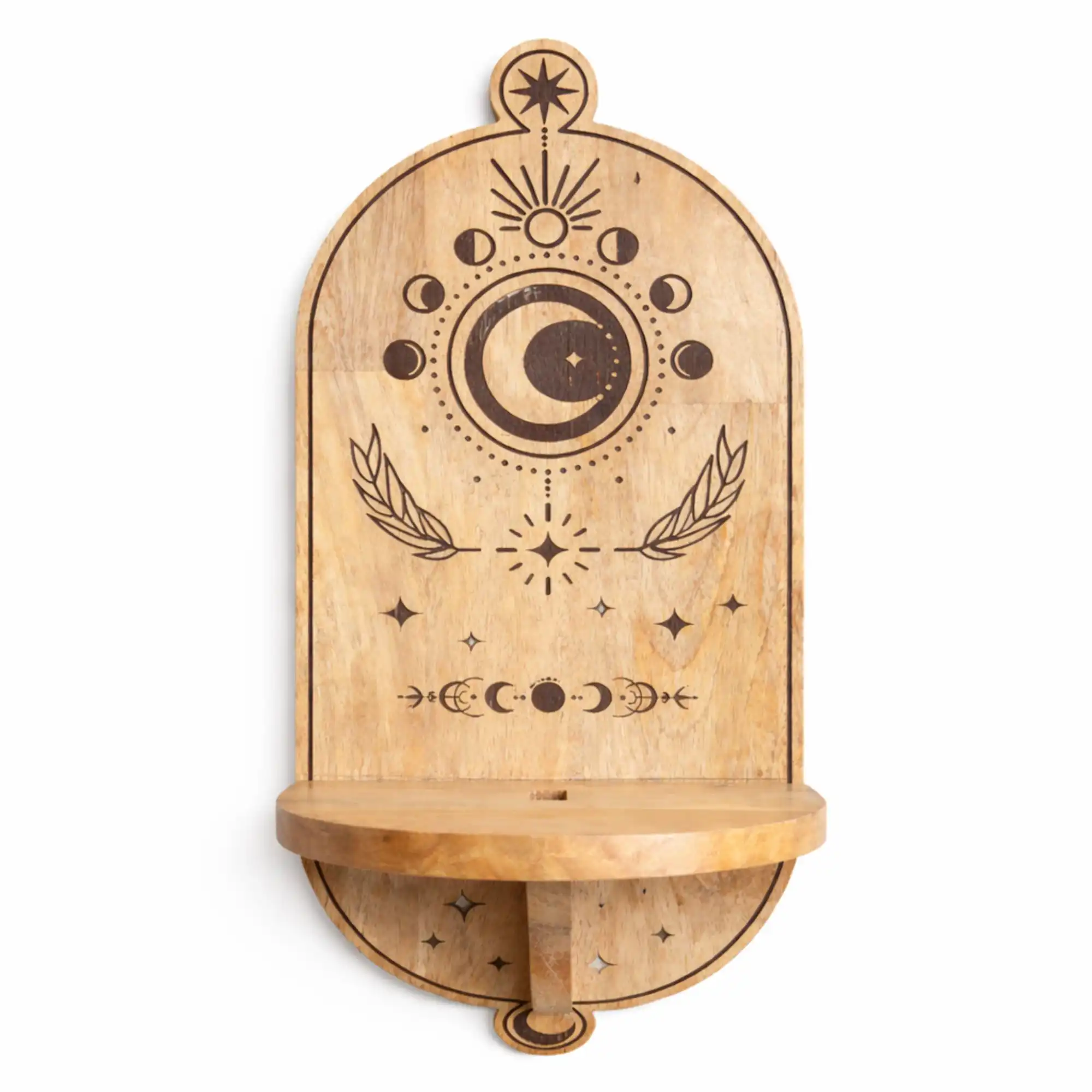 Moon Phase & Tree Carved Arch Wall Shelf | www.artisangoods.co.uk 2 Moon Phase & Tree Carved Arch Wall Shelf