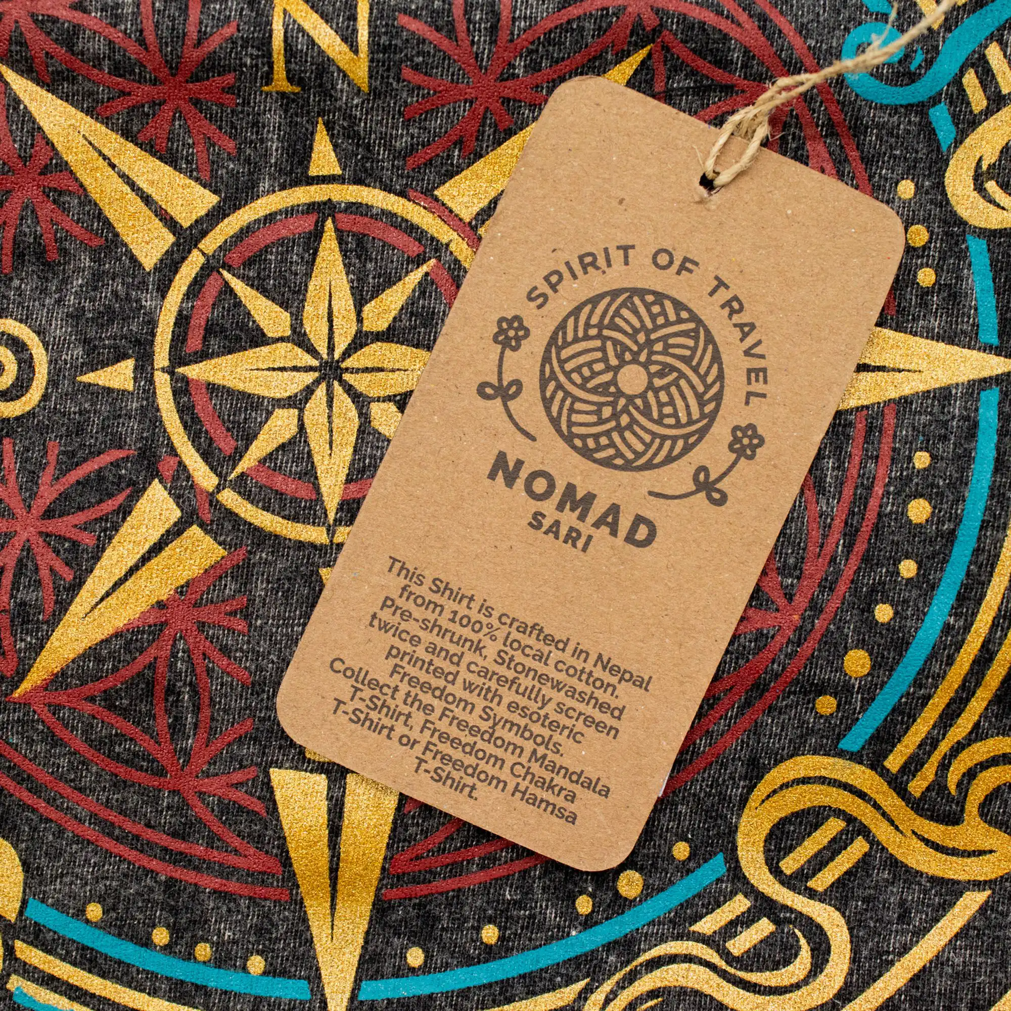 Nomad Sari Stonewashed Cotton T-Shirt – Compass of Life – Charcoal – Small | www.artisangoods.co.uk 7 Nomad Sari Stonewashed Cotton T-Shirt – Compass of Life – Charcoal – Small | www.artisangoods.co.uk 6