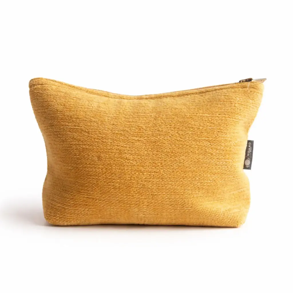 Nomad Sari Indian Jacquard Toiletry Bag – Marigold Loom | www.artisangoods.co.uk