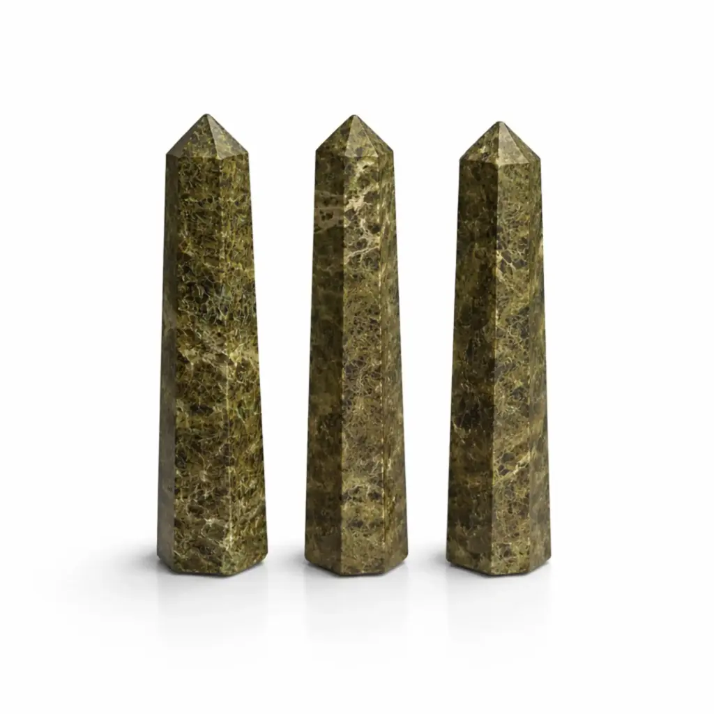 Gemstone Six Face Obelisk Point approx 11cm  – Epidote | www.artisangoods.co.uk 2