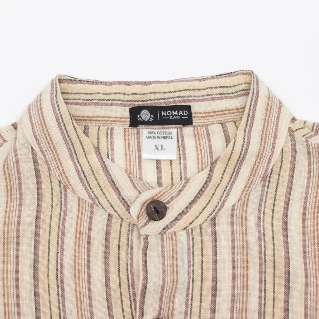 Nomad Sari Grandad Shirt – Brown Beige – XL | www.artisangoods.co.uk