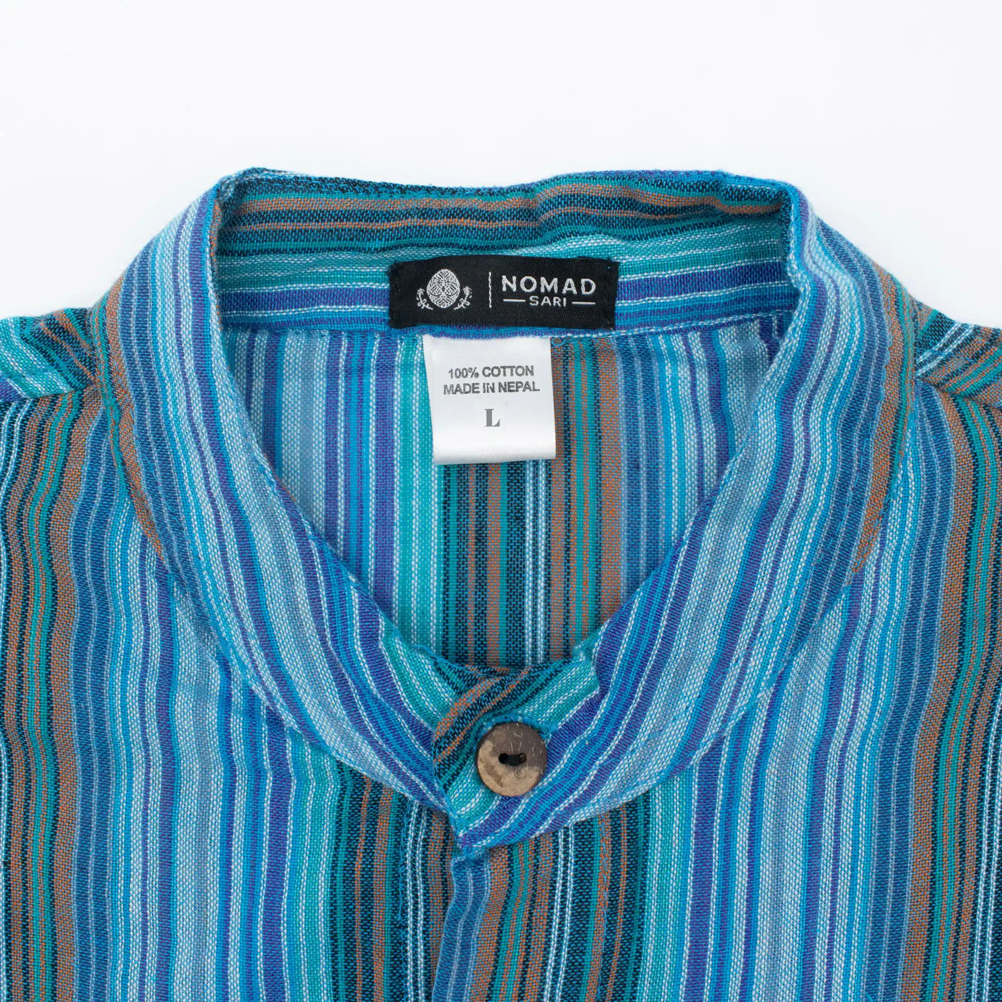 Nomad Sari Grandad Shirt – Turquoise – Medium | www.artisangoods.co.uk 4 Nomad Sari Grandad Shirt – Turquoise – Medium | www.artisangoods.co.uk 3