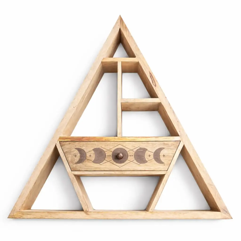 Triangle Shaped Wall Shelf with Drawer | www.artisangoods.co.uk