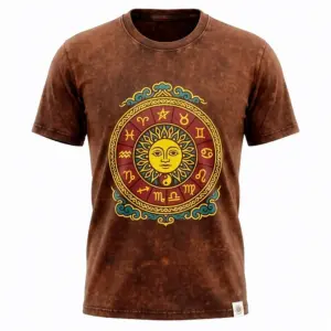 Nomad Sari Stonewashed Cotton T-Shirt – Sun & Zodiac – Brown – XL | www.artisangoods.co.uk 6