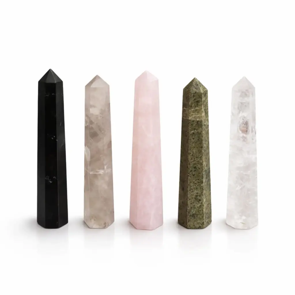 Gemstone Six Face Obelisk Point approx 11cm  – Epidote | www.artisangoods.co.uk