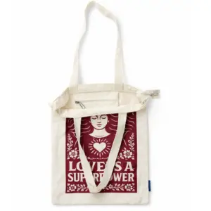 Nomad Sari Iconic Toni Tote Bag – Love is a Super Power – Natural 10oz | www.artisangoods.co.uk 6