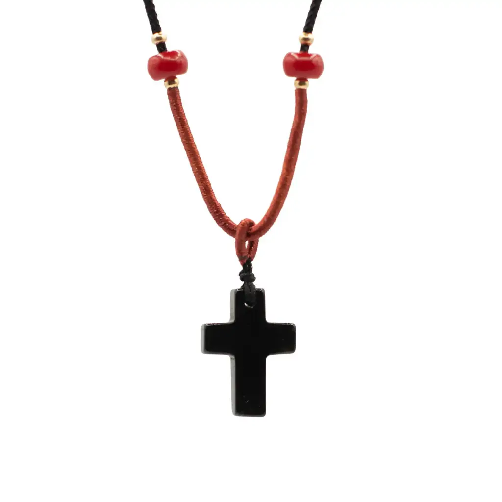 Cord Necklace Gemstone Pendant – Black Agate Cross | www.artisangoods.co.uk 4
