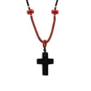 Cord Necklace Gemstone Pendant – Black Agate Cross | www.artisangoods.co.uk 4