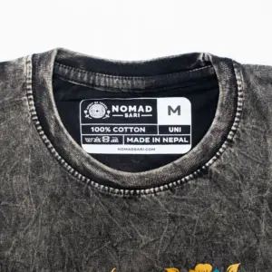 Nomad Sari Stonewashed Cotton T-Shirt – Compass of Life – Charcoal – Medium | www.artisangoods.co.uk 2