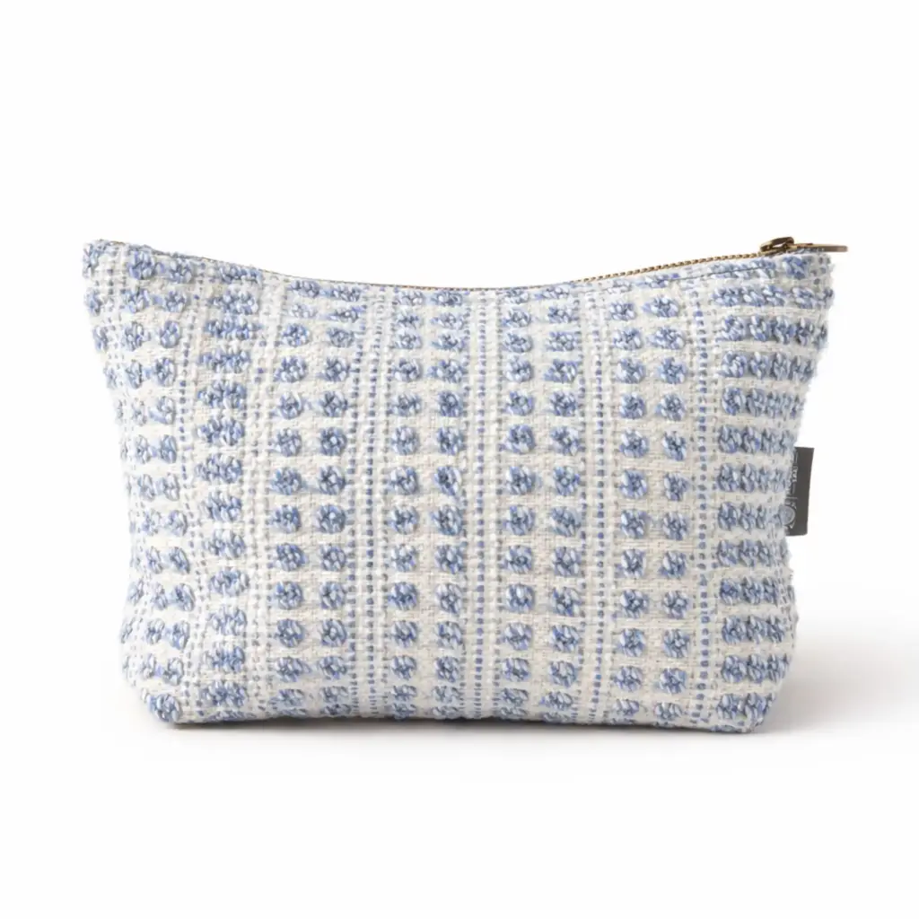 Nomad Sari Indian Jacquard Toiletry Bag – Indigo Echo | www.artisangoods.co.uk