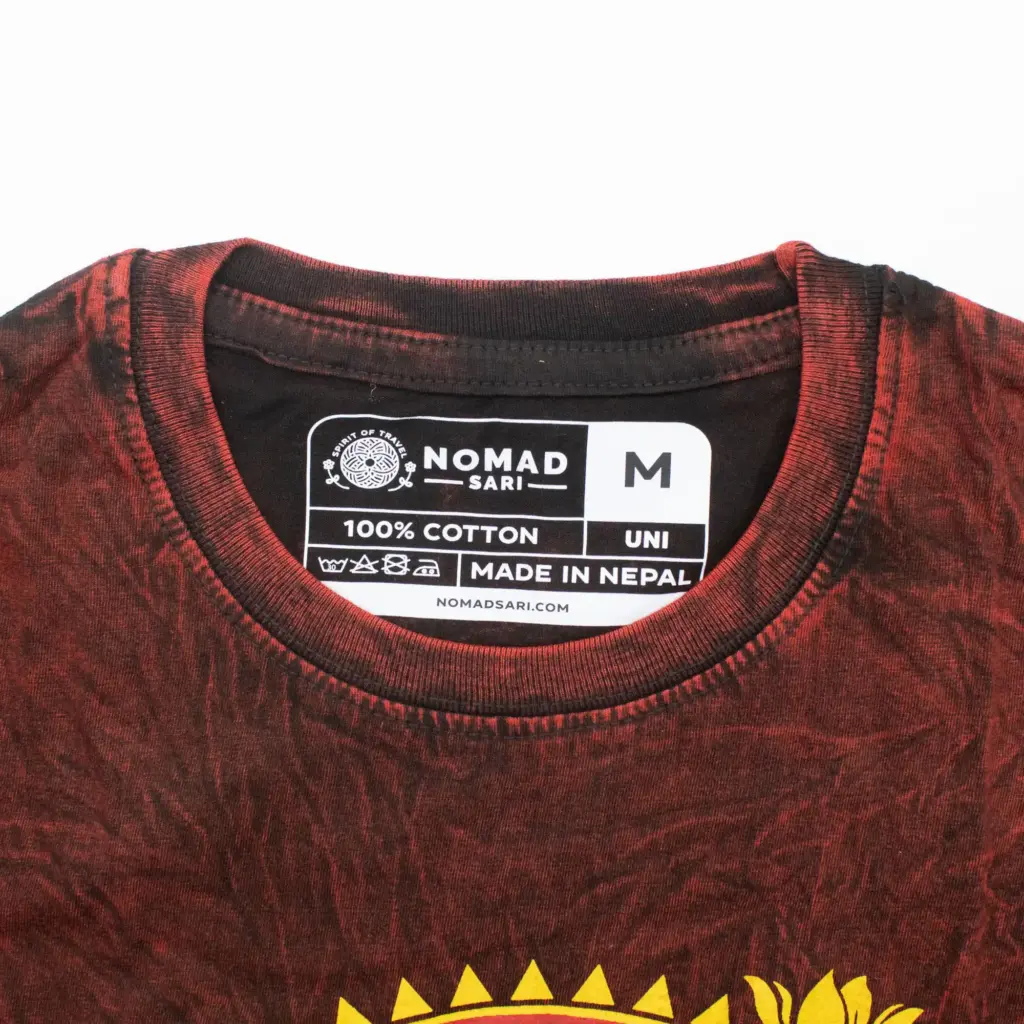 Nomad Sari Stonewashed Cotton T-Shirt – Dragon Mandala – Maroon – Large | www.artisangoods.co.uk 3